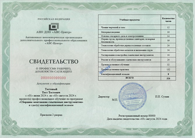 Сборщик-монтажник смычковых инструментов (2-6 разряд). Обучение дистанционно
